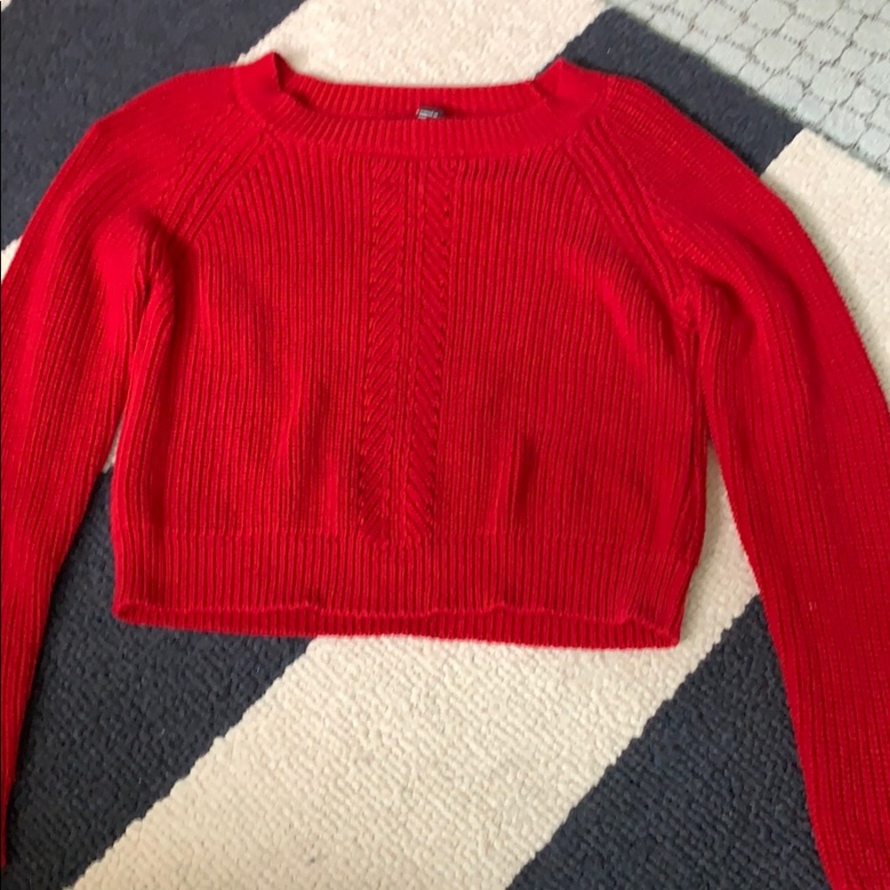 Red Knitted Design Sweater